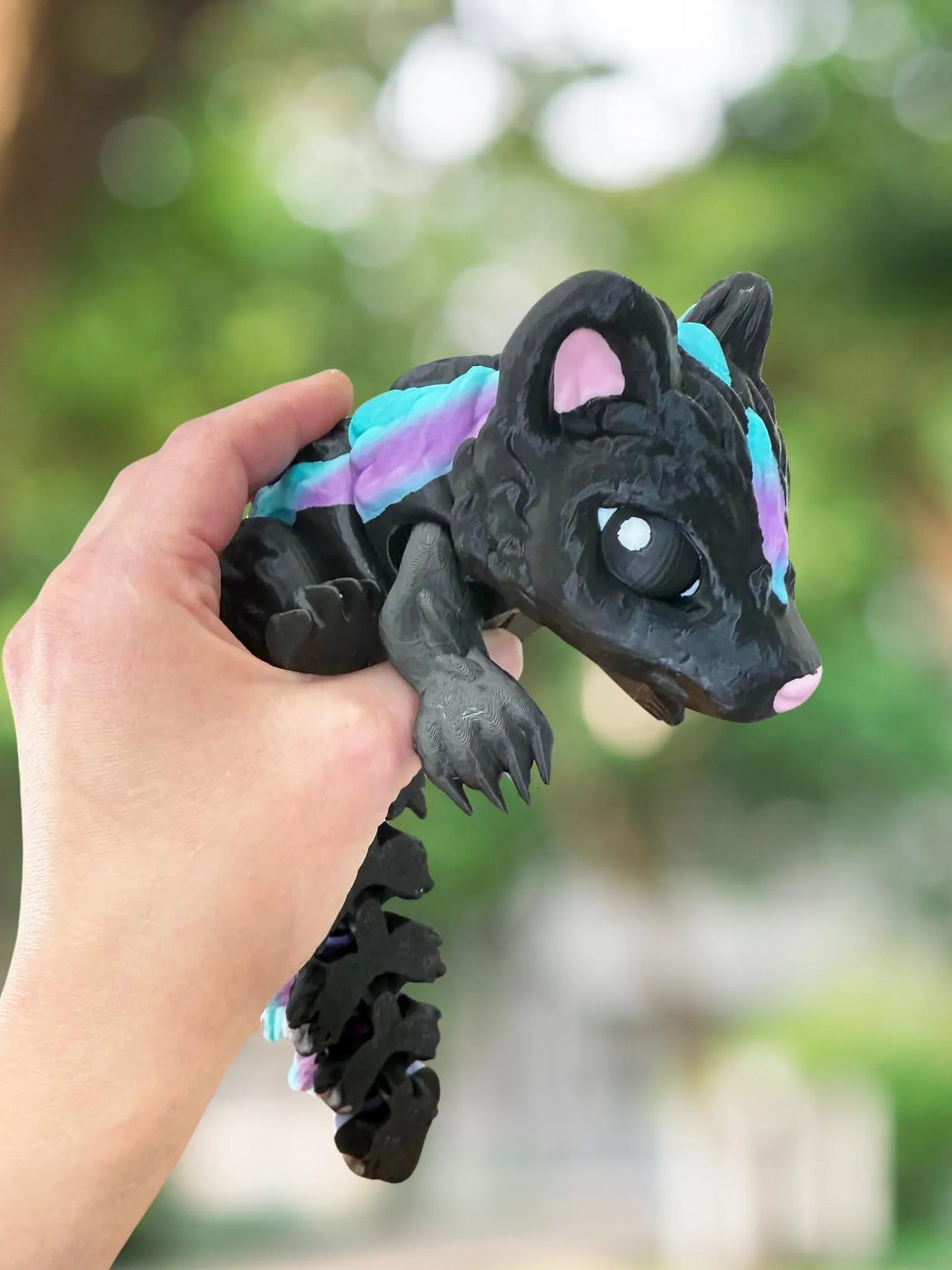 Colorful skunk articulated 3D figurine