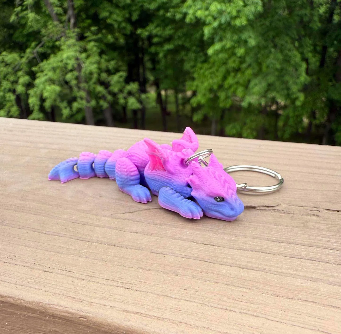 Pink and purple dragon keychain