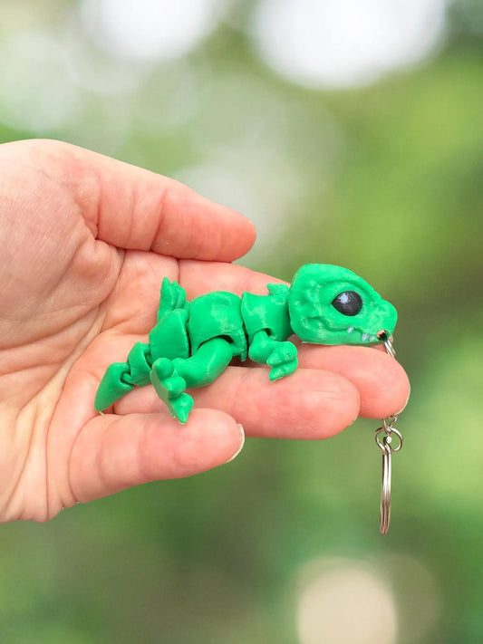 Green T-Rex dinosaur keychain