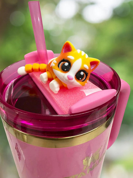 Orange cat 3D cup topper