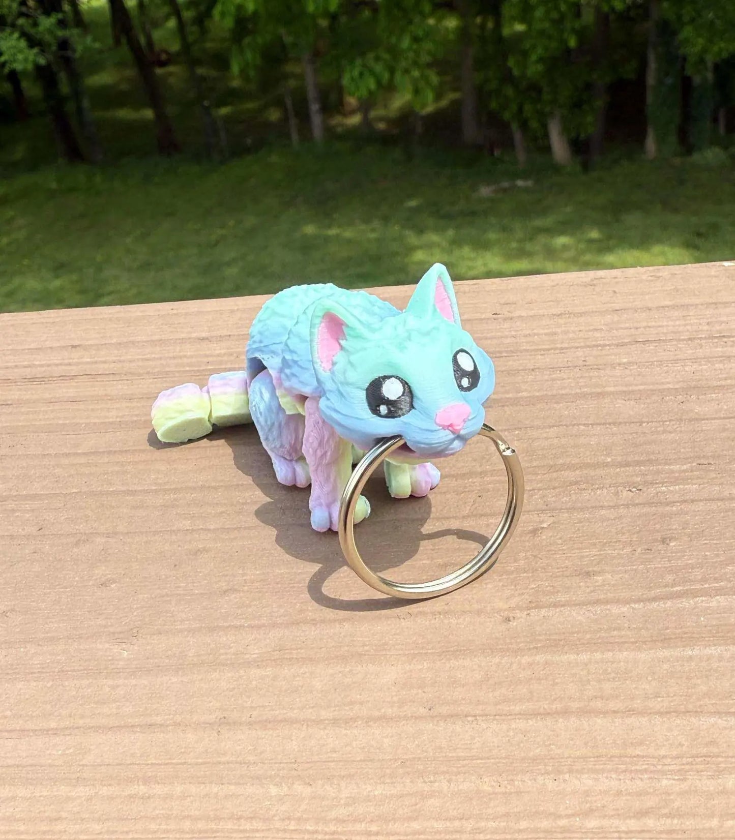 Rainbow cat keychain