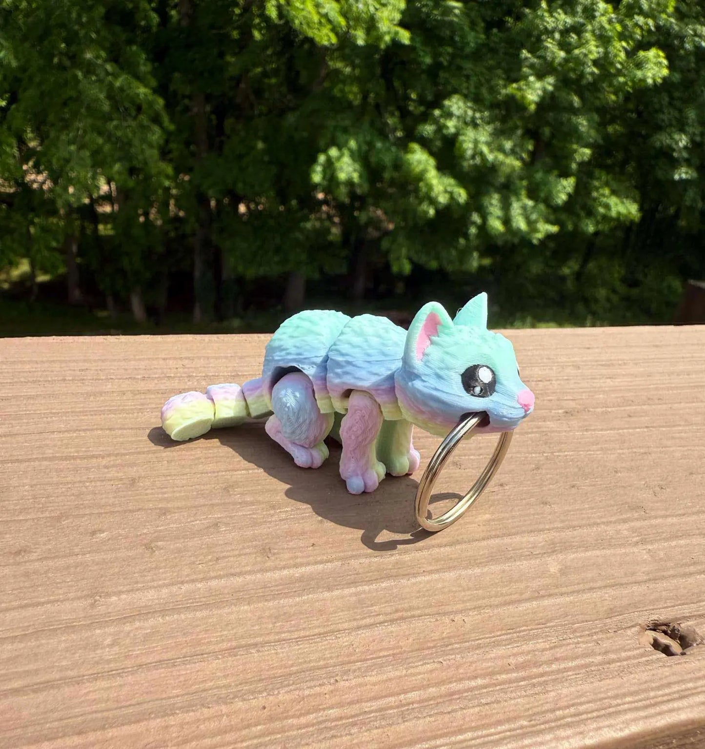 Rainbow cat keychain