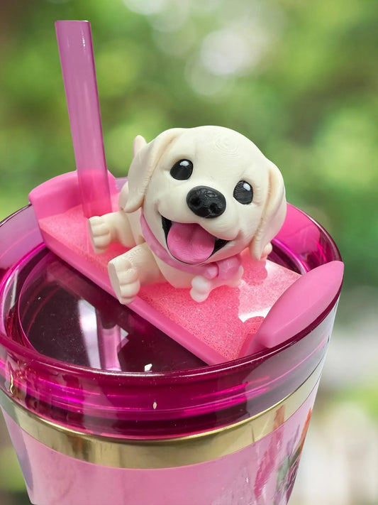 Yellow lab 3D cup topper