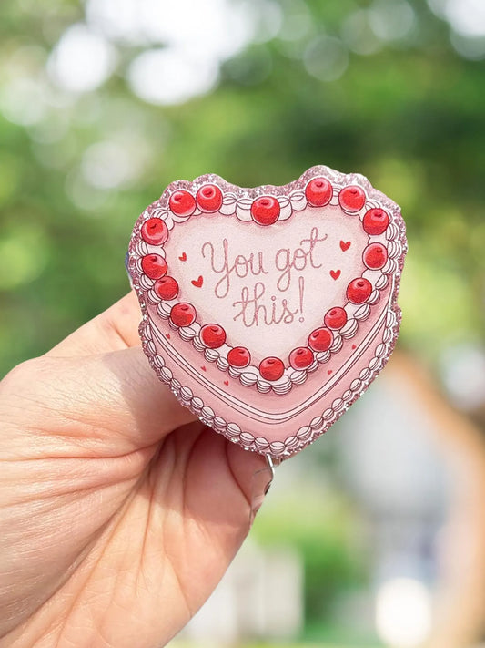 You got this cake retractable badge reel