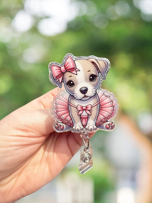 Pitbull tutu retractable badge reel