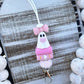 Pink ghost book beaded lanyard