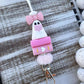 Pink ghost book beaded lanyard