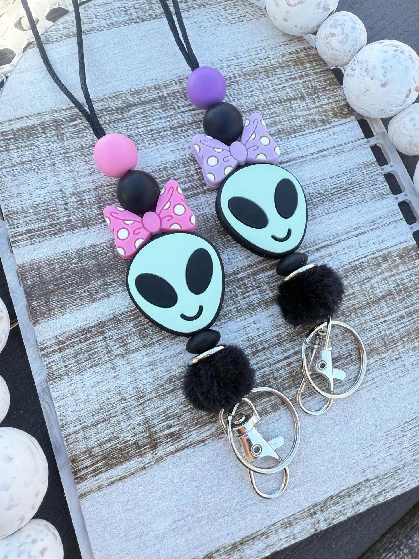 Alien teacher beaded lanyard