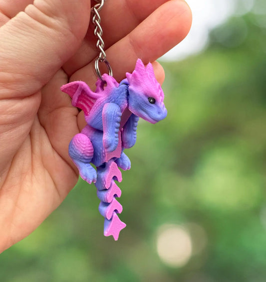 Pink and purple dragon keychain