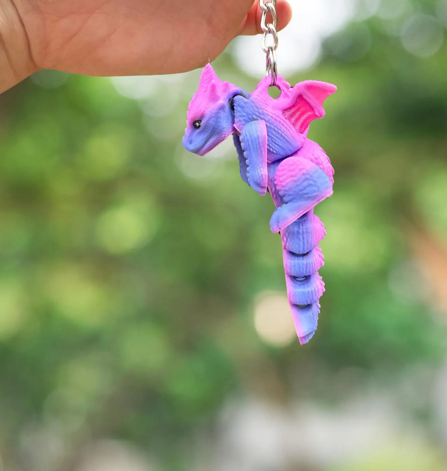 Pink and purple dragon keychain