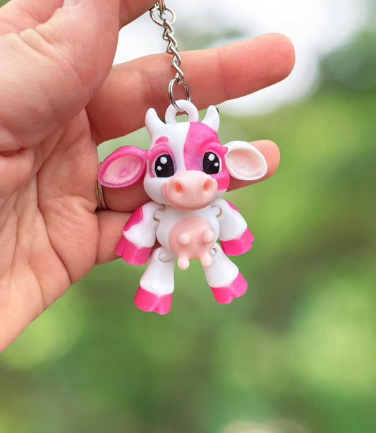 Pink cow keychain