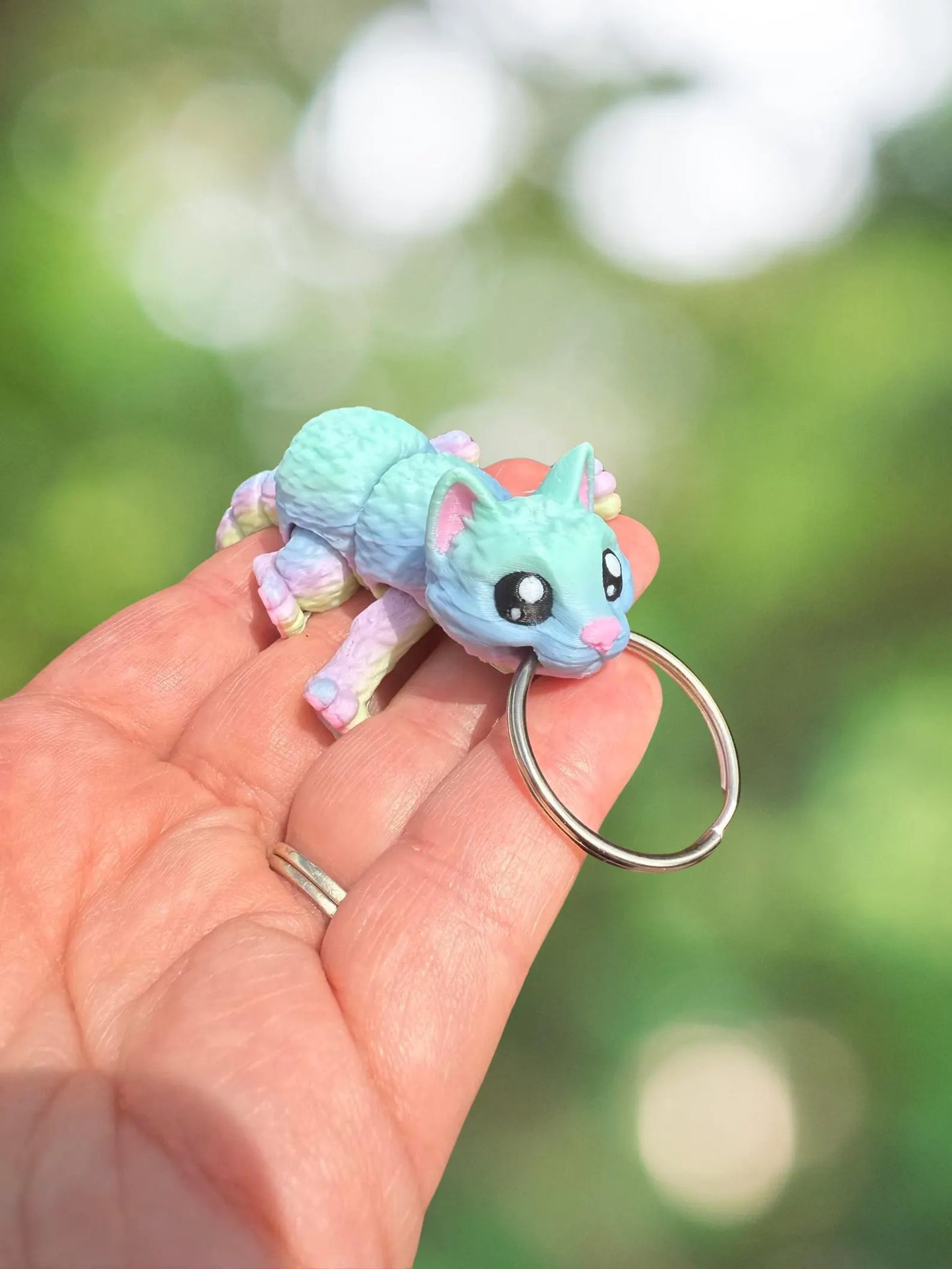 Rainbow cat keychain