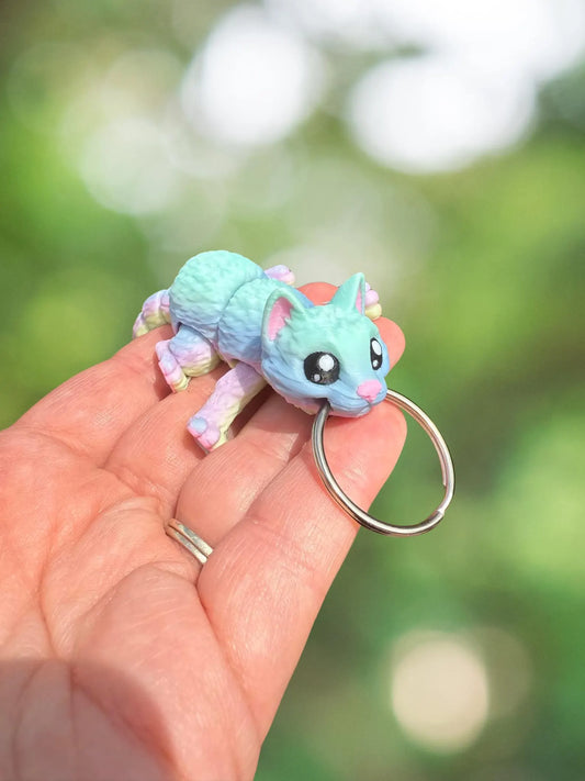 Rainbow cat keychain
