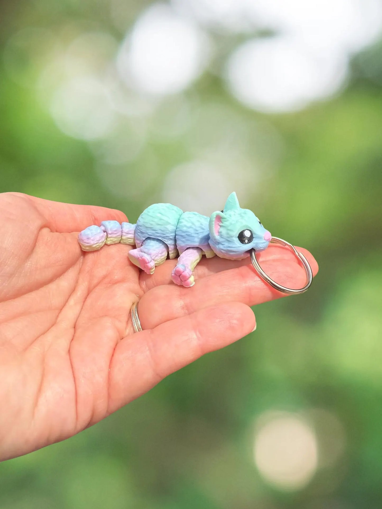 Rainbow cat keychain