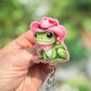 Pink cowboy frog retractable badge reel