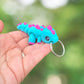 Blue and purple dinosaur keychain
