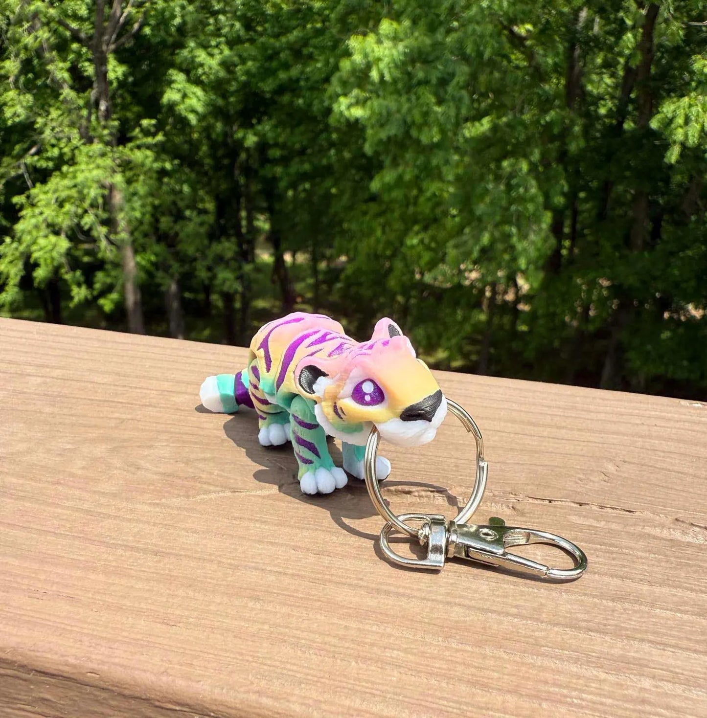 Rainbow tiger keychain