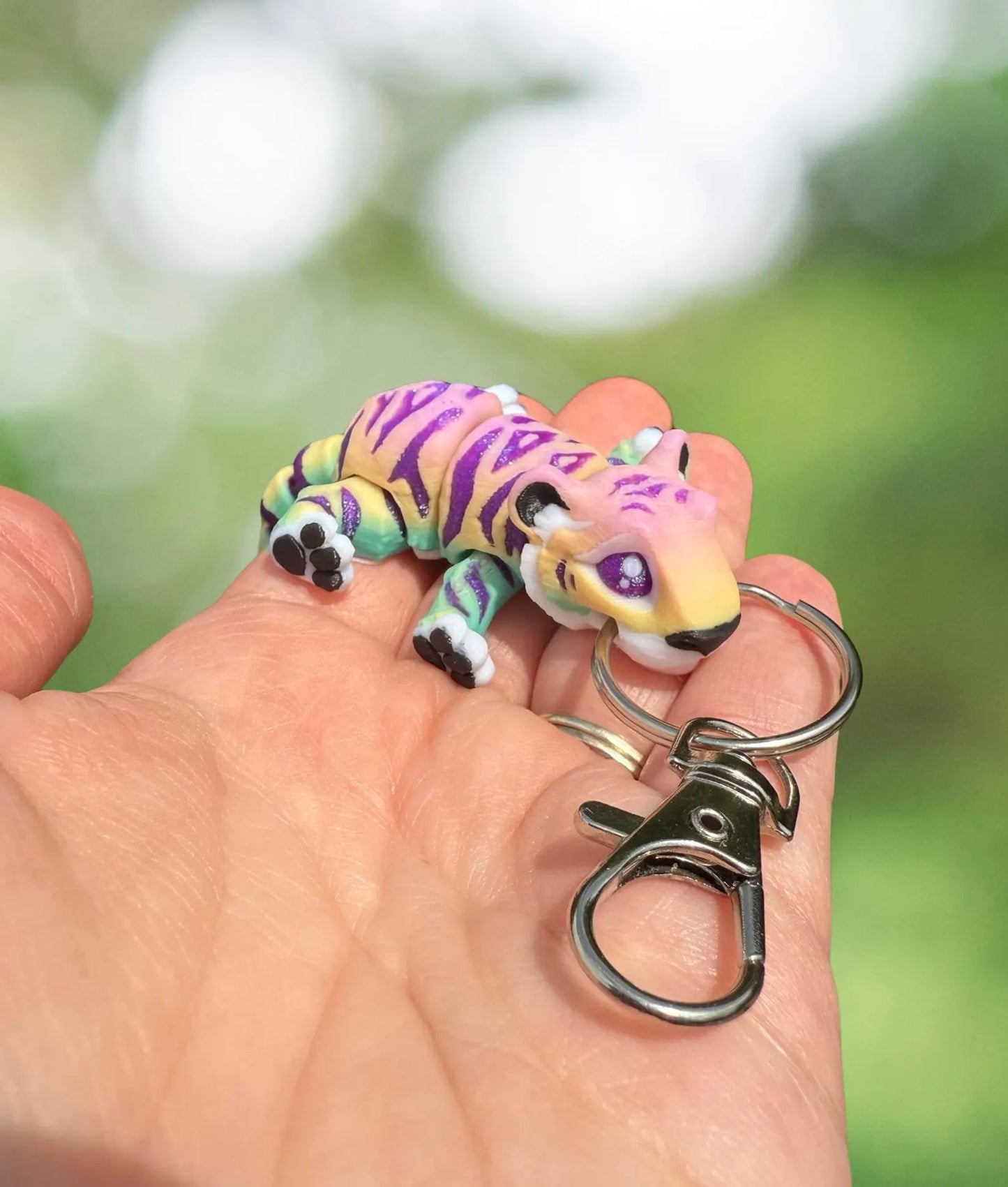 Rainbow tiger keychain