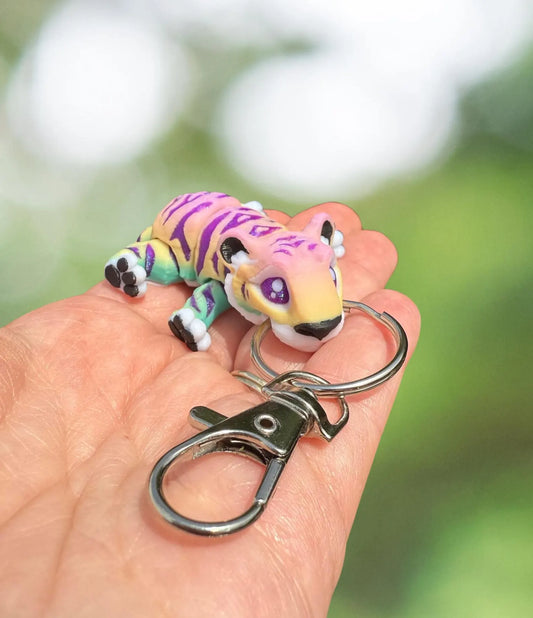 Rainbow tiger keychain