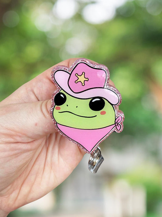 Cowboy frog retractable badge reel