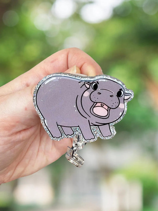 Happy hippo retractable badge reel