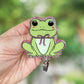 Cute frog with bow retractable badge reel
