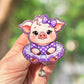 Chubby pig in purple retractable badge reel