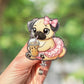 Iced coffee pug retractable badge reel