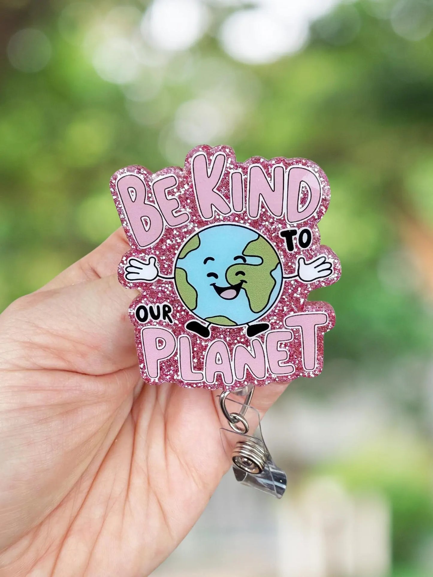 Be kind to our planet retractable badge reel
