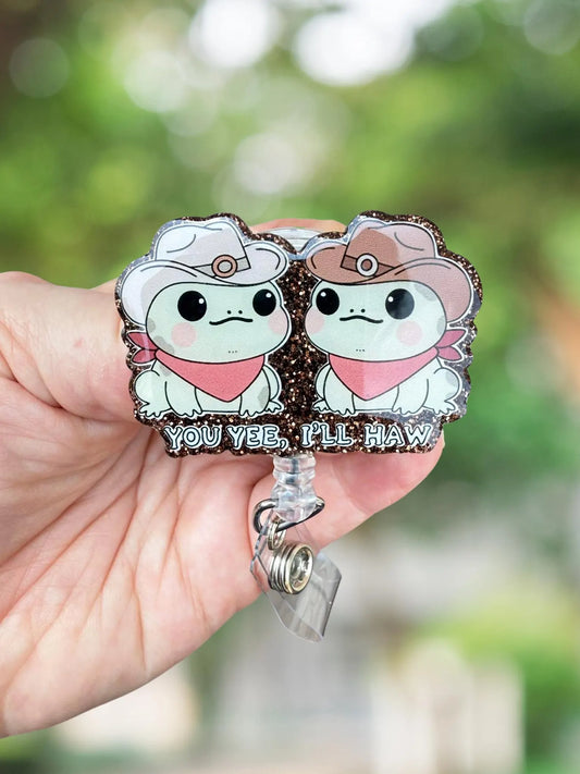 You yee, I'll haw funny frog retractable badge reel