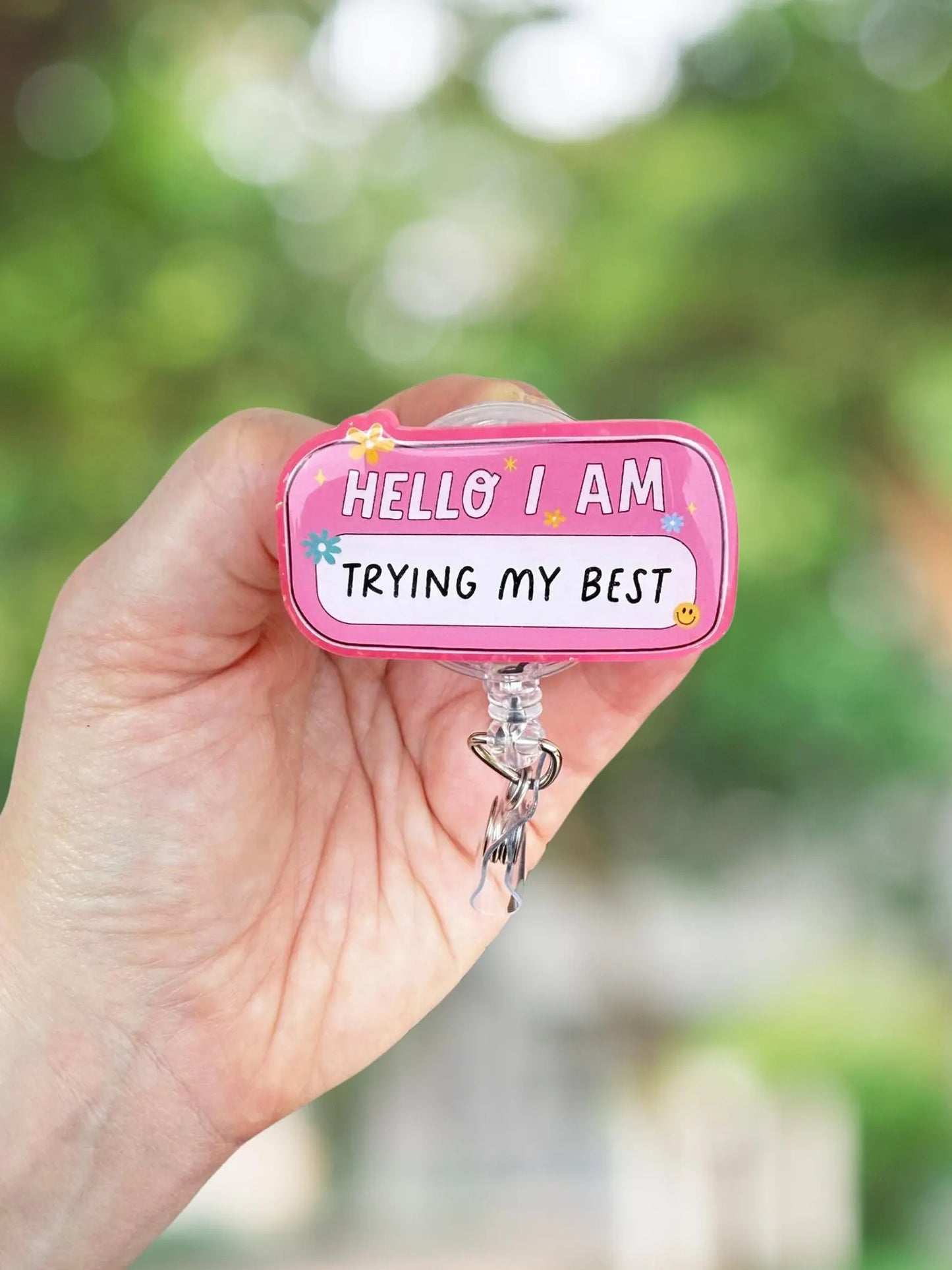 Hello I am trying my best retractable badge reel