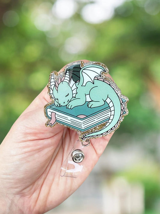 Sleepy dragon books retractable badge reel