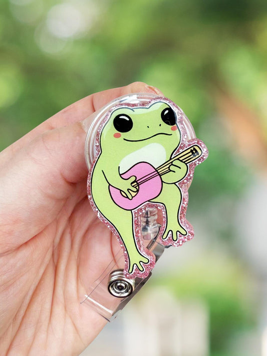 Guitar frog retractable badge reel