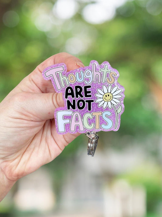 Thoughts are not facts retractable badge reel