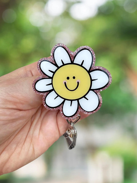 Cute daisy retractable badge reel