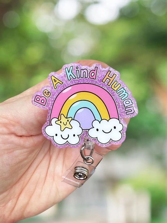 Be a kind human retractable badge reel
