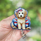 Patriotic Goldendoodle badge reel