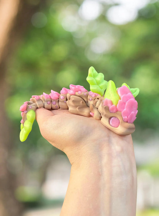 3D printed articulated Sakura dragon (brown and pink)