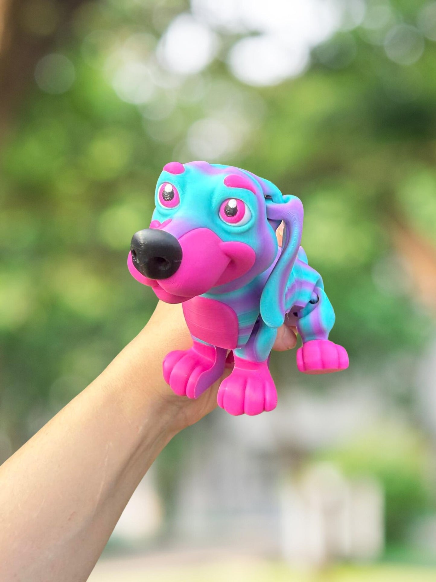 Rainbow dachshund articulated 3D printed figurine