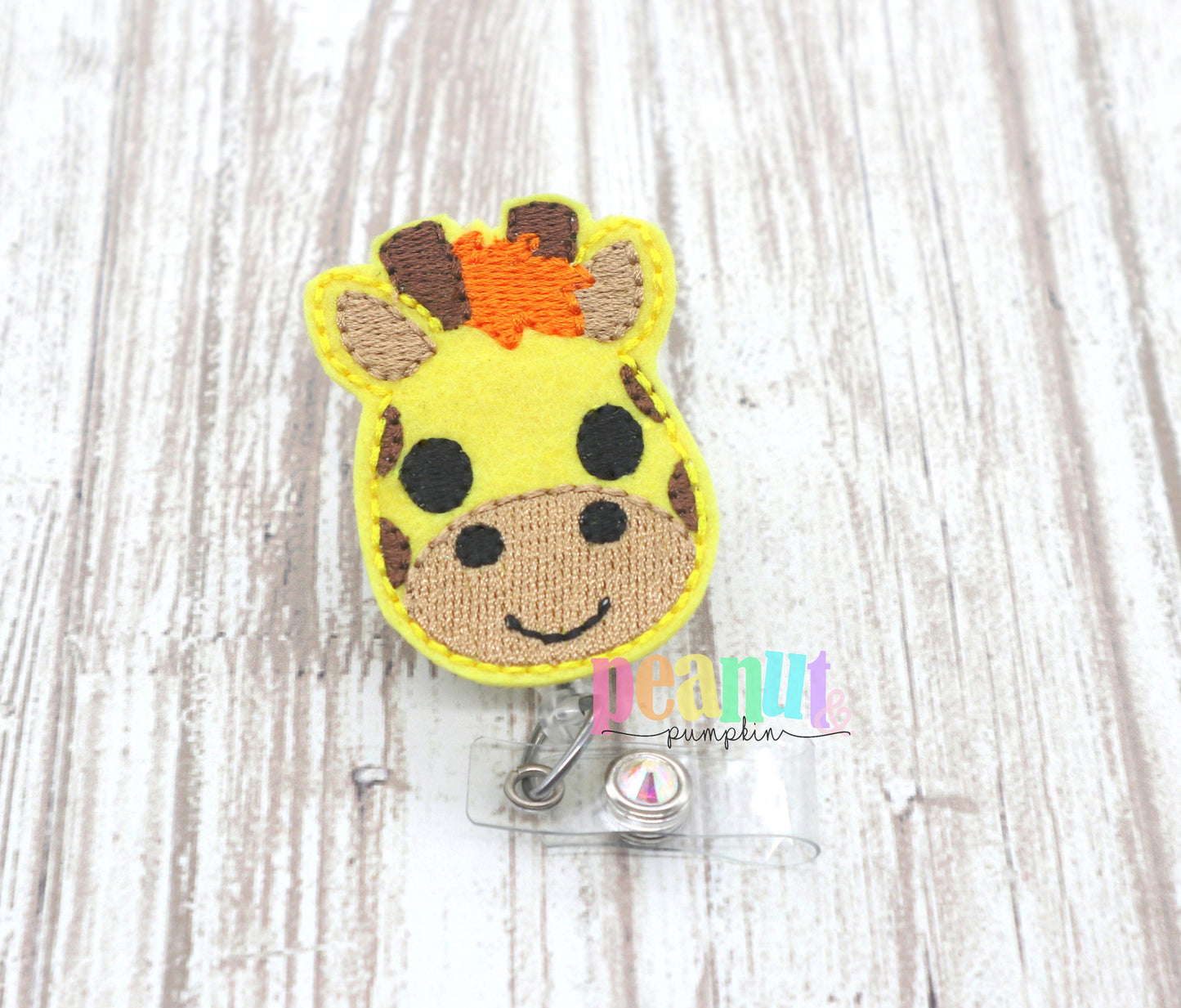 Giraffe badge reel, giraffe gift, animal badge reel, giraffe badge clip, cute giraffe, teacher gift, felt badge reel, retractable badge clip