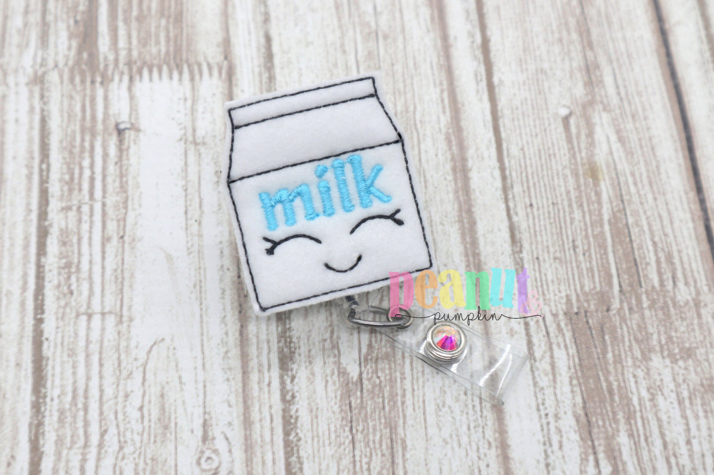 Milk badge reel, food badge clip, cute badge reel, teacher gift, milk carton badge reel, school cafeteria badge reel, retractable badge reel