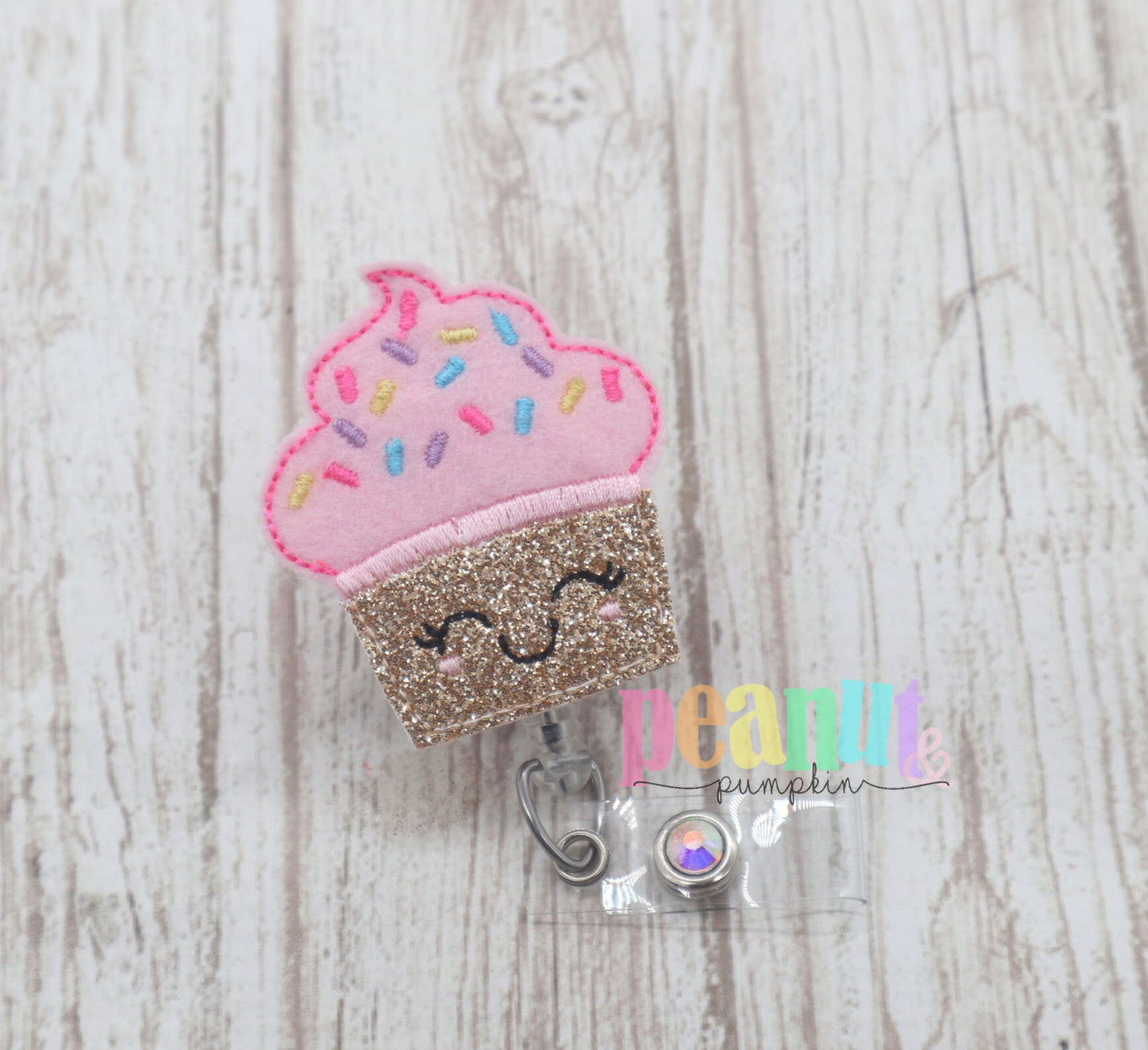 Cupcake badge reel, cupcake gifts, cupcake badge holder, gift for teacher, gift for nurse, cute badge reel, felt badge reel, retractable