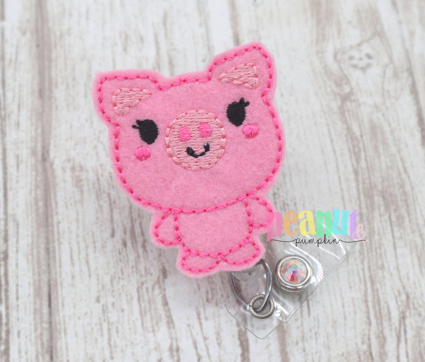 Pig badge reel, pig badge clip, pig gifts, felt badge reel, cute badge reel, teacher badge reel, doctor gift, nurse badge reel, cute pig