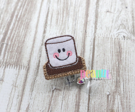 Cute badge reel, nurse badge reel, s'mores badge reel, s'mores gifts, felt badge reel, teacher badge reel, s'mores badge clip, teacher gift