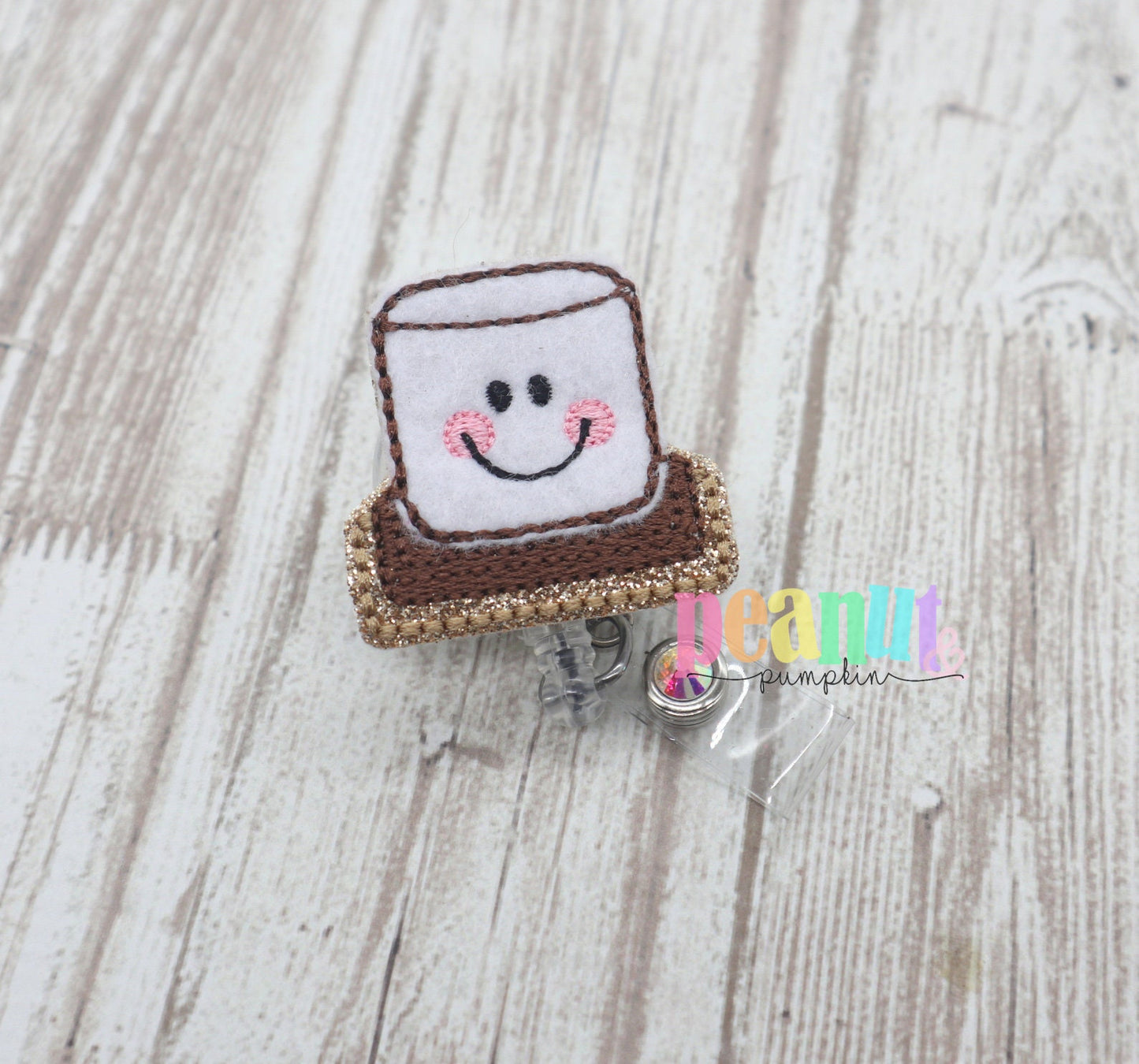 Cute badge reel, nurse badge reel, s'mores badge reel, s'mores gifts, felt badge reel, teacher badge reel, s'mores badge clip, teacher gift