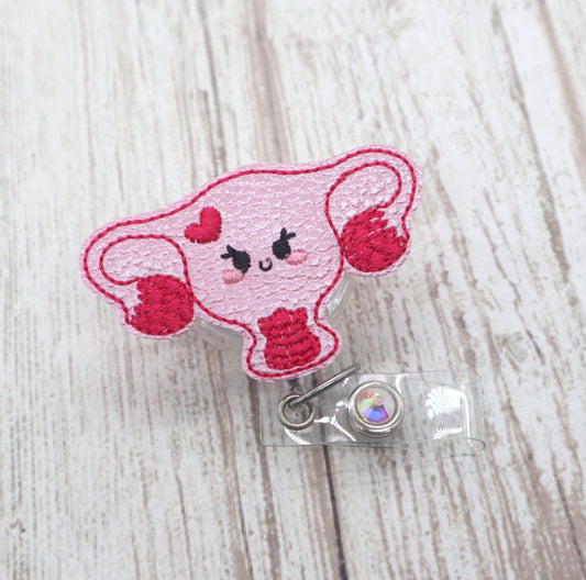 Uterus badge reel, OBGYN badge reel, uterus badge clip, felt badge reel, cute badge reel, OBGYN badge clip, OBGYN gifts, doctor badge reel