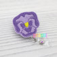 Flower badge reel, flower badge clip, flower gifts, pansy gifts, purple pansy, cute felt badge reel, gift for doctor, nurse badge reel