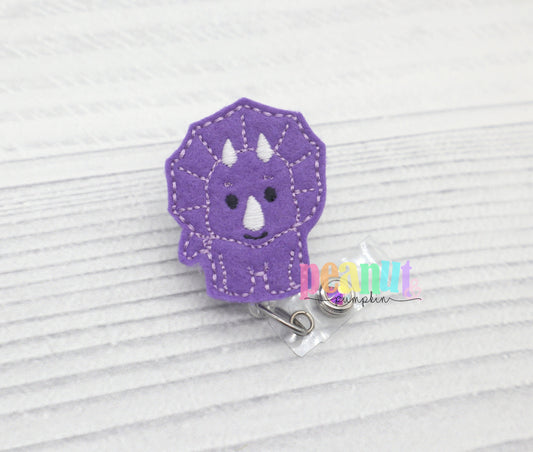 Dinosaur badge reel, dino badge reel, dino gifts, dinosaur gifts, teacher badge reel, teacher gifts, cute felt badge reel, purple dino