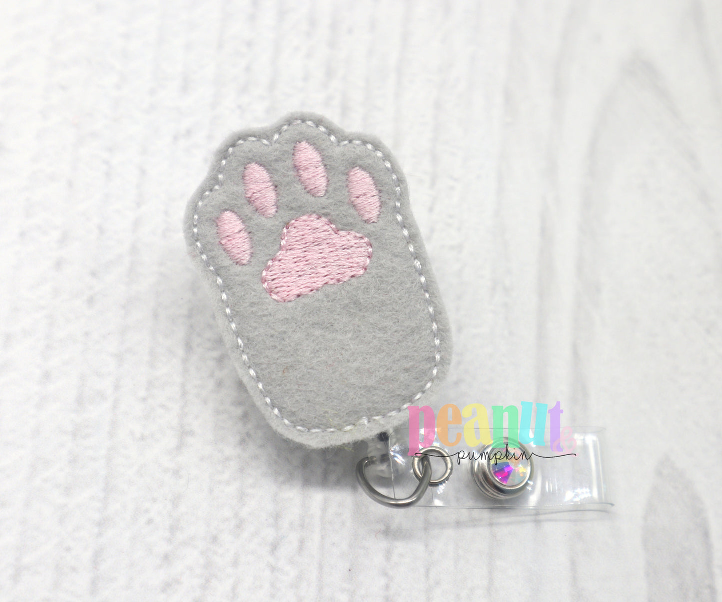 Cat paw badge clip, gray cat paw, cat paw badge reel, cat badge reel, teacher badge reel, cat gifts, nurse badge reel, veterinarian badge