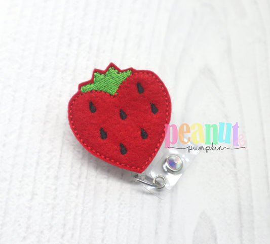 Strawberry badge reel, strawberry badge clip, strawberry gifts, summer badge reel, food badge reel, cute badge reel, gift for doctor, nurse